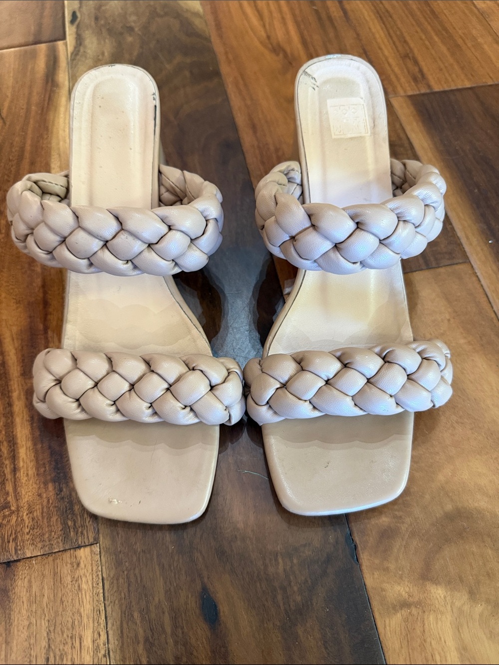 Source Unknown Braided Double-Strap Slide Sandals in Beige